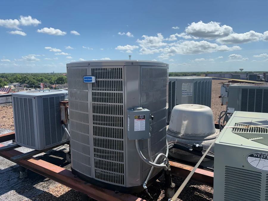 Rooftop air conditioning condensers serviced by AAA Air Conditioning in Victoria, TX